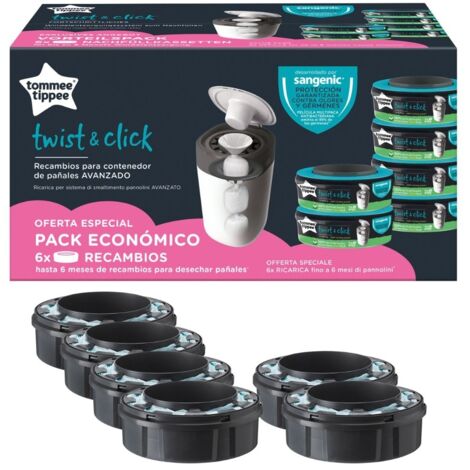 TOMMEE TIPPEE Set Ricarica Twist & Click Greenfilm 6 Pezzi