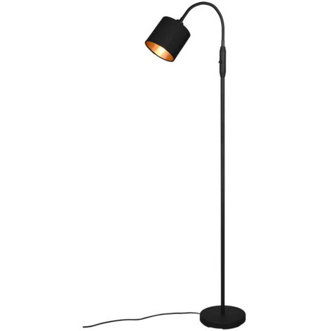 TOMMY PIANTANA NERA FLESSIBILE CON PARALUME NERO E ORO H.130CM 1 LUCE ATTACCO E14