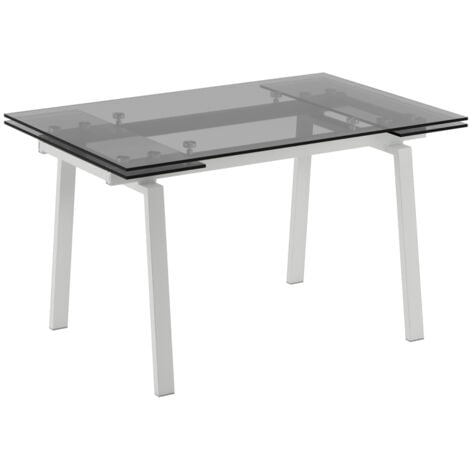 Tommy - Tavolo Allungabile (140/200 x 80 cm) in Vetro Temperato Bianco