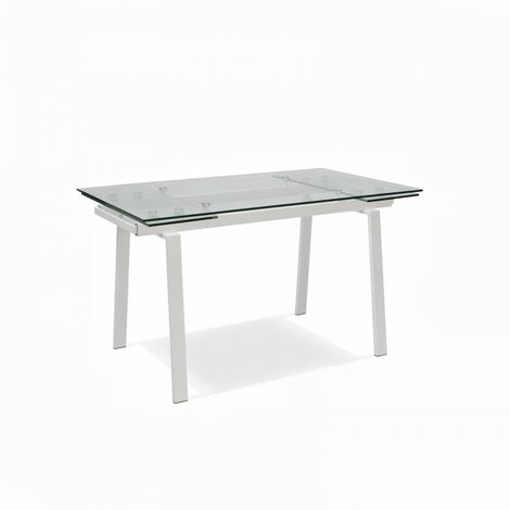 Tommy - Tavolo Allungabile (140/200 x 80 cm) in Vetro Temperato Bianco