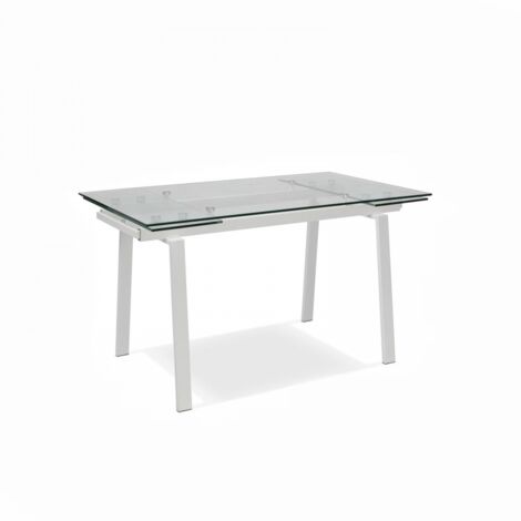 Tommy - Tavolo Allungabile (140/200 x 80 cm) in Vetro Temperato Bianco