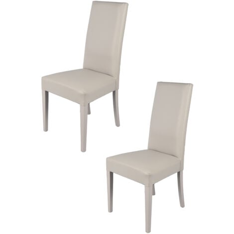 Tommychairs 2 Glory chairs in beech, light grey faux leather seat