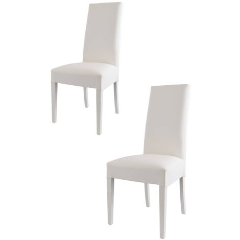 Tommychairs 2 Glory chairs in beech, white faux leather seat