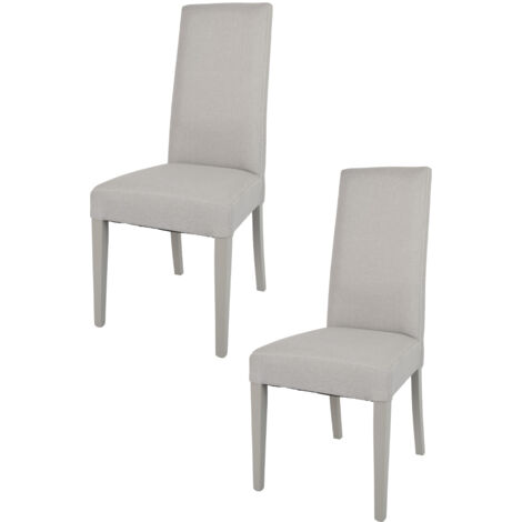 Tommychairs 2 sillas Glam en haya, asiento en tela color gris perla