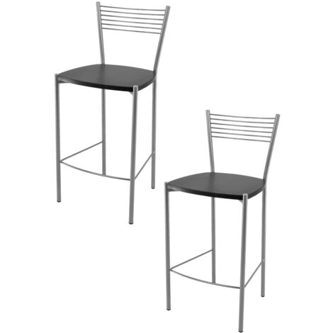 Tommychairs 2 taburetes Elegance en acero aluminio asiento madera wengué