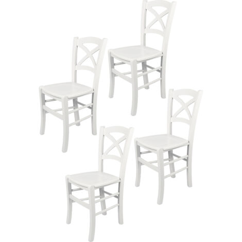 Tommychairs 4 Sillas Cross en haya lacado blanco