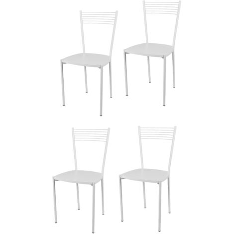 Tommychairs 4 sillas Elegance acero blanco asiento madera blanca