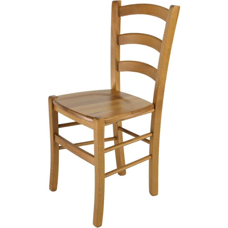 Tommychairs - Chaise venice pour cuisine, bar et salle à manger, robuste structure en bois de hêtre peindré en couleur chêne et assise en bois