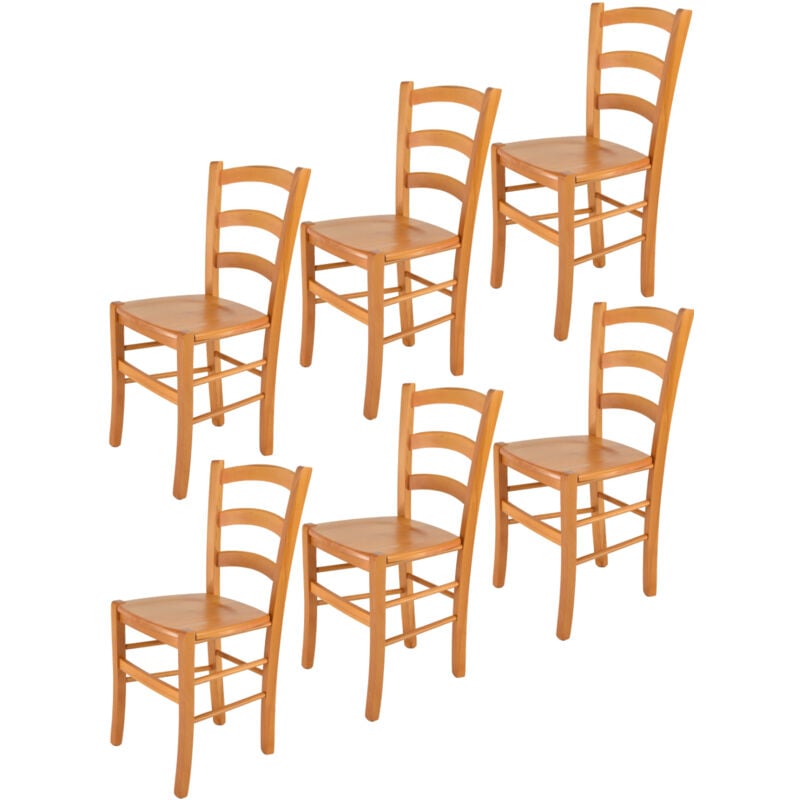T M C S - Tommychairs - Set 6 chaises venice pour cuisine, bar et salle à manger, robuste structure en bois de hêtre peindré en couleur miel et