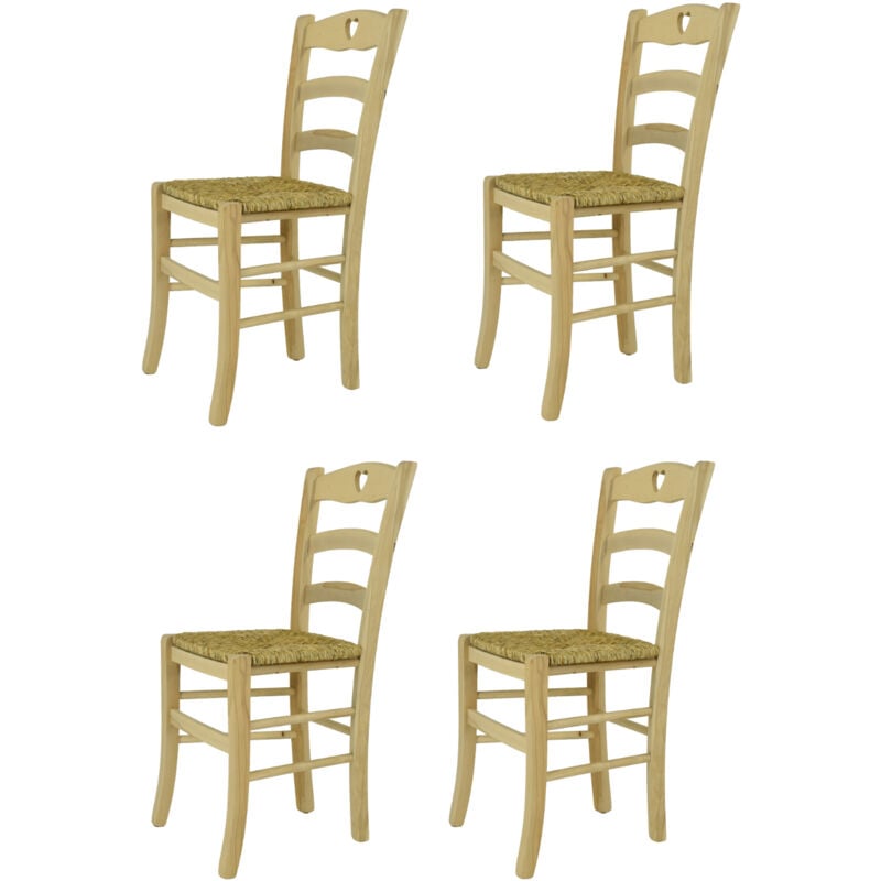 T M C S - Tommychairs - Set 4 chaises cuore pour cuisine, bar et salle à manger, robuste structure en bois de hêtre poli, non traité, 100% naturel et