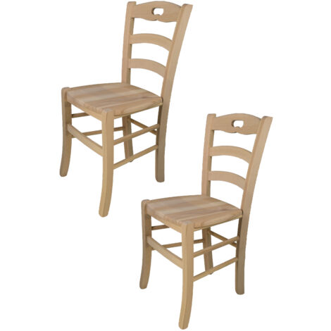 Tommychairs - Set 2 sedie modello Savoie per cucina bar e sala da pranzo, robusta struttura in legno di faggio levigato, non trattato, 100% naturale e seduta in legno