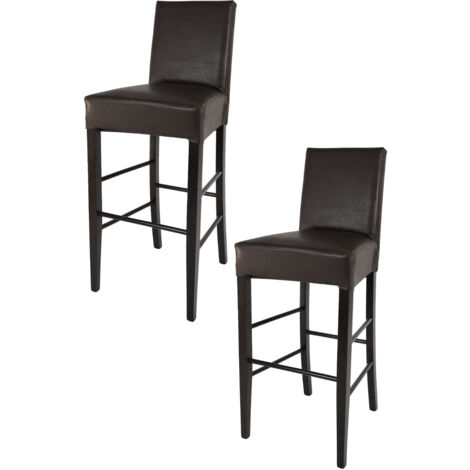 Tommychairs - Set 2 sgabelli alti e moderni modello Luisa per cucina e bar, struttura in legno di faggio color Wengé, Seduta e Schienale Imbottiti e Rivestiti in pelle artificiale colore marrone