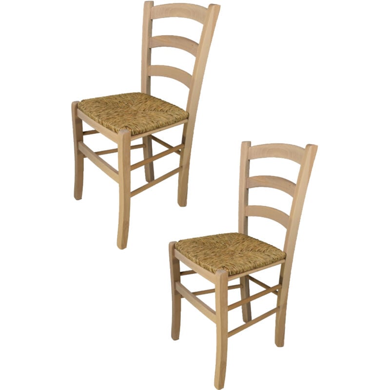 Tommychairs - Set 2 chaises VENEZIA pour cuisine, bar et salle Ã manger, robuste structure en bois de hÃªtre poli, non traitÃ©, 100% naturel et