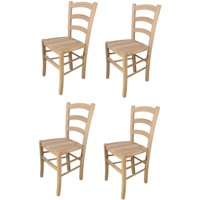 T M C S - Tommychairs - Set 4 chaises venezia pour cuisine, bar et salle à manger, robuste structure en bois de hêtre poli, non traité, 100% naturel