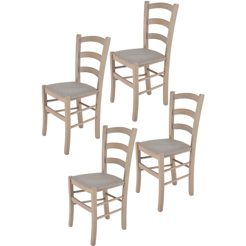 T M C S - Tommychairs - Set 4 chaises venice pour cuisine, bar et salle à manger, robuste structure en bois de hêtre peindré en aniline grise claire
