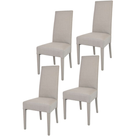 Tommychairs Set 4 sedie Glam in legno di faggio, seduta e schienale imbottiti e rivestiti in tessuto colore camoscio