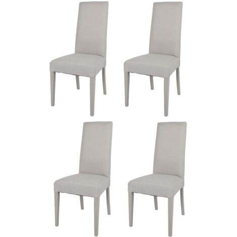 Tommychairs Set 4 sedie Glam in legno di faggio, seduta e schienale imbottiti e rivestiti in tessuto colore grigio perla