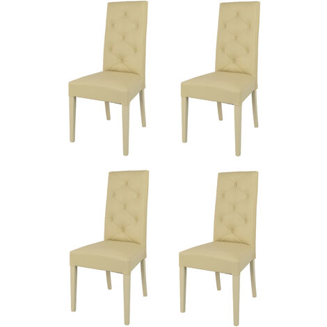 Tommychairs - Set 4 sedie modello Elena per cucina bar e sala da pranzo,  struttura in acciaio cromato e seduta in legno massello color anilina  bianca