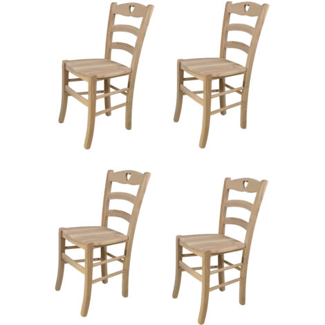 Tommychairs - Set 4 sedie modello Cuore per cucina bar e sala da pranzo, robusta struttura in legno di faggio levigato, non trattato, 100% naturale e seduta in legno