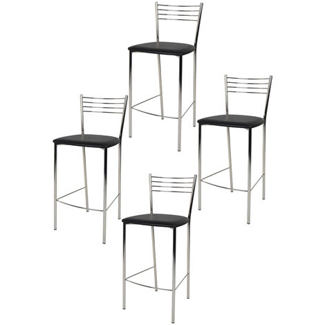 Tommychairs - Set 4 sedie Elena per cucina, struttura in acciaio verniciato  alluminio, seduta imbottita e rivestita in pelle artificiale bianca