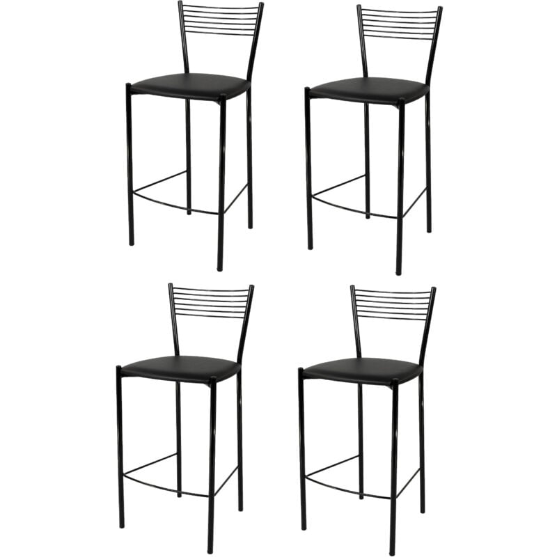 T M C S - Tommychairs - Set 4 tabourets elegance pour cuisine, bar et salle à manger, robuste structure en acier peindré en couleur noir et assise