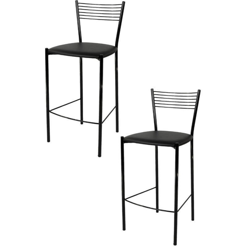 T M C S - Tommychairs - Set 2 tabourets elegance pour cuisine, bar et salle à manger, robuste structure en acier peindré en couleur noir et assise