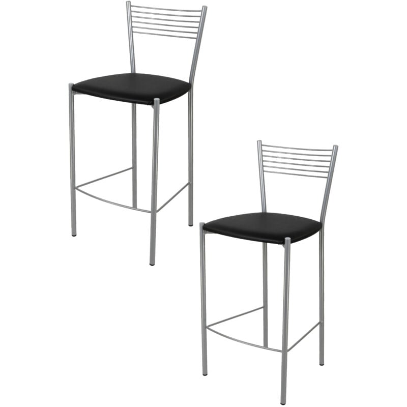 T M C S - Tommychairs - Set 2 tabourets elegance pour cuisine, bar et salle à manger, robuste structure en acier peindré en couleur aluminium et
