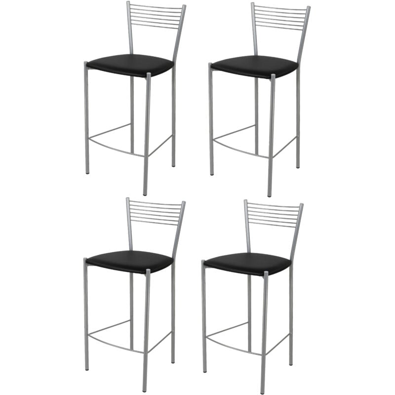 T M C S - Tommychairs - Set 4 tabourets elegance pour cuisine, bar et salle à manger, robuste structure en acier peindré en couleur aluminium et