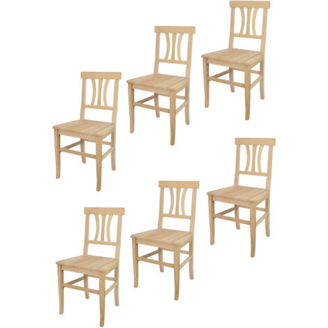 Tommychairs - Set 6 sedie modello Artemisia per cucina bar e sala da pranzo, robusta struttura in legno di faggio levigato, non trattato, 100% naturale e seduta in legno
