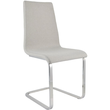 Tommychairs Silla London patas de acero, asiento tapizado en tela gris perla