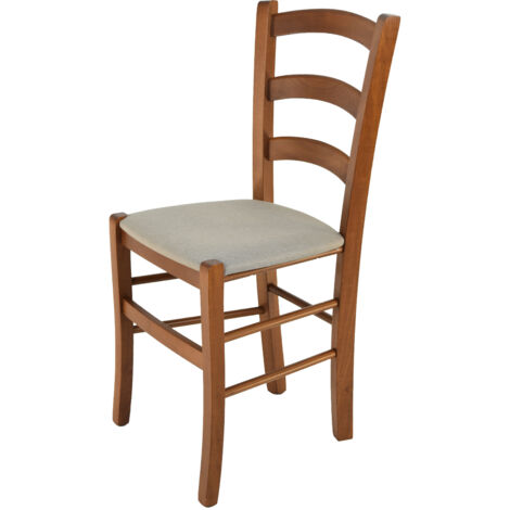 Tommychairs Silla Venice en haya color nuez claro, asiento tela gamuza