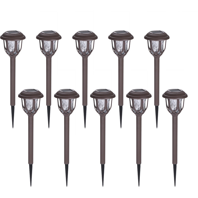 

10 luces LED para cesped con energia solar, lampara de jardin con ondulacion de agua, IP44, luz de paisaje al aire libre resistente al agua para