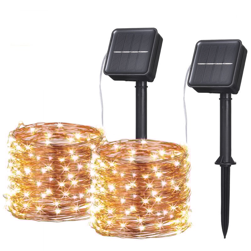 Tomshine 12 m 120 LED Guirlande Lumineuse Solaire Fil de Cuivre Guirlande Lumineuse 8 Modes d'éclairage IP65 Résistant à l'eau pour Patio Cour