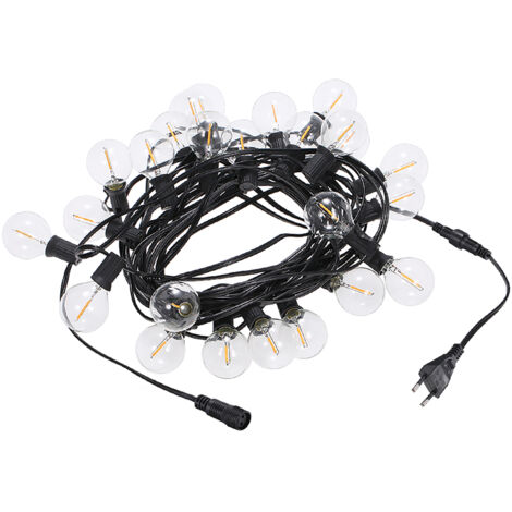 Tomshine 12M / 39.37Ft E12 Base De G40 Led Light Cordes Avec 25 Supports Et 28 Ampoules Ip45 Resistant A L'Eau Connectable Hanging Guirlande Lumineuse Interieur Exterieur Decoration Eclairage Pour Jar