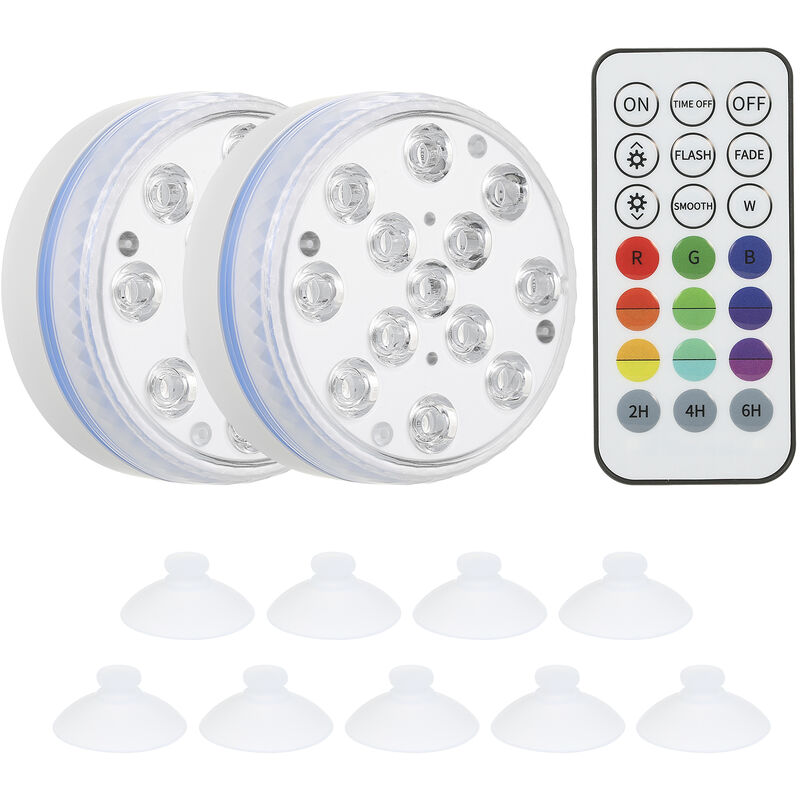 

Tomshine 13 LED Luces subacuaticas para piscinas con control remoto RF con pilas RGBW Lampara sumergible de 16 colores Magnety y ventosas Montaje