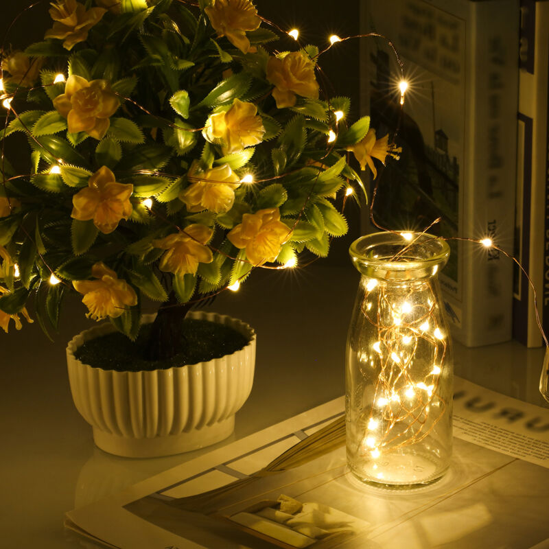 Tomshine 2pack 12 m 120led longueur de plomb 2 m lumière blanche chaude fil de cuivre solaire chaîne lumineuse