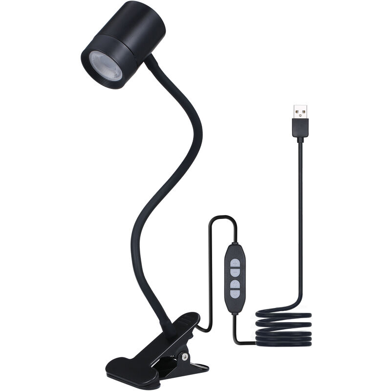 

Tomshine Clip on Light Lampara de mesa USB regulable, Lampara de lectura de cabecera