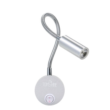 Tomshine LED Röhrenleuchte Aluminium Gehäuse Wandleuchte Leselicht Spiegel Frontleuchte Silber mit Schalter 3W Positiv Weiß