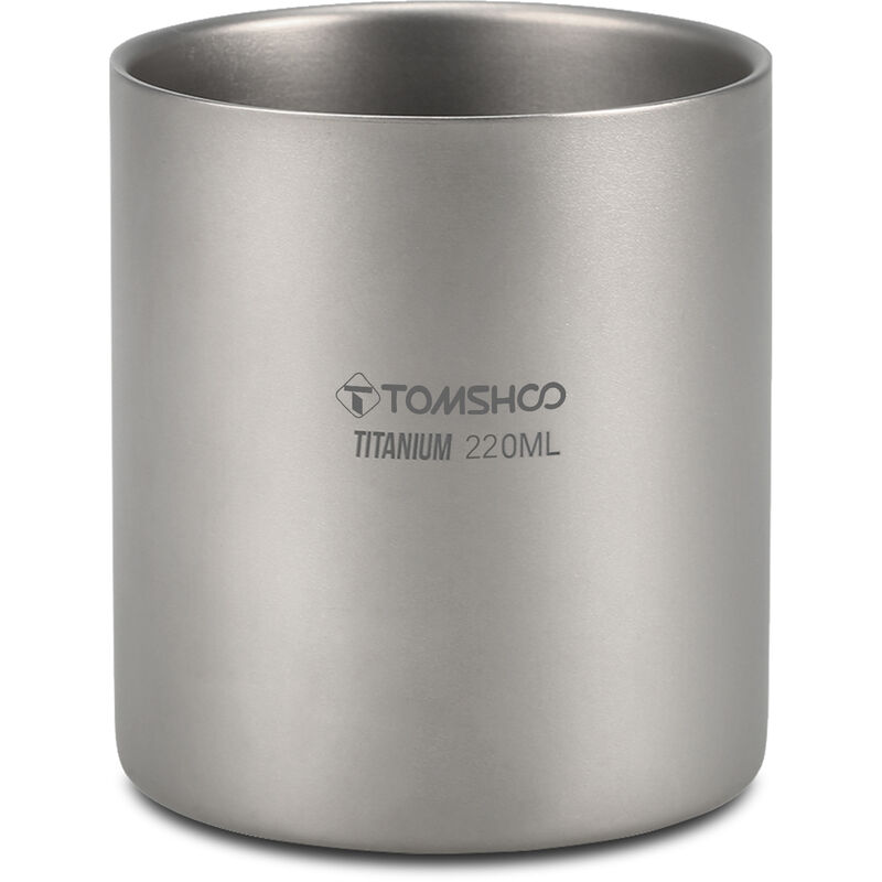 

220/350 / 450/600 ml de doble pared de titanio taza de agua taza de te para la seguridad del camping picnic, sin agarradera, 220ml - Tomshoo