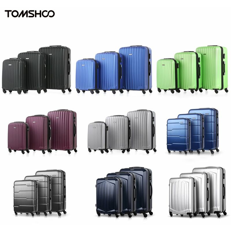 

TOMSHOO Luxury 3PCS Spinner Equipaje Set Carcasa dura 20 '/ 24' / 28 'Maleta de mano PC + Carro ABS con cerradura de combinacion,Gris oscuro