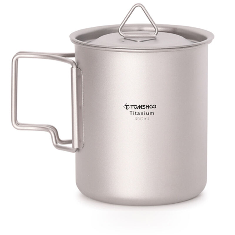 

Taza de titanio ultraligera para exteriores, portatil, para acampar, picnic, taza de agua con asa plegable, 300 ml / 350 ml / 420 ml / 450 ml / 550