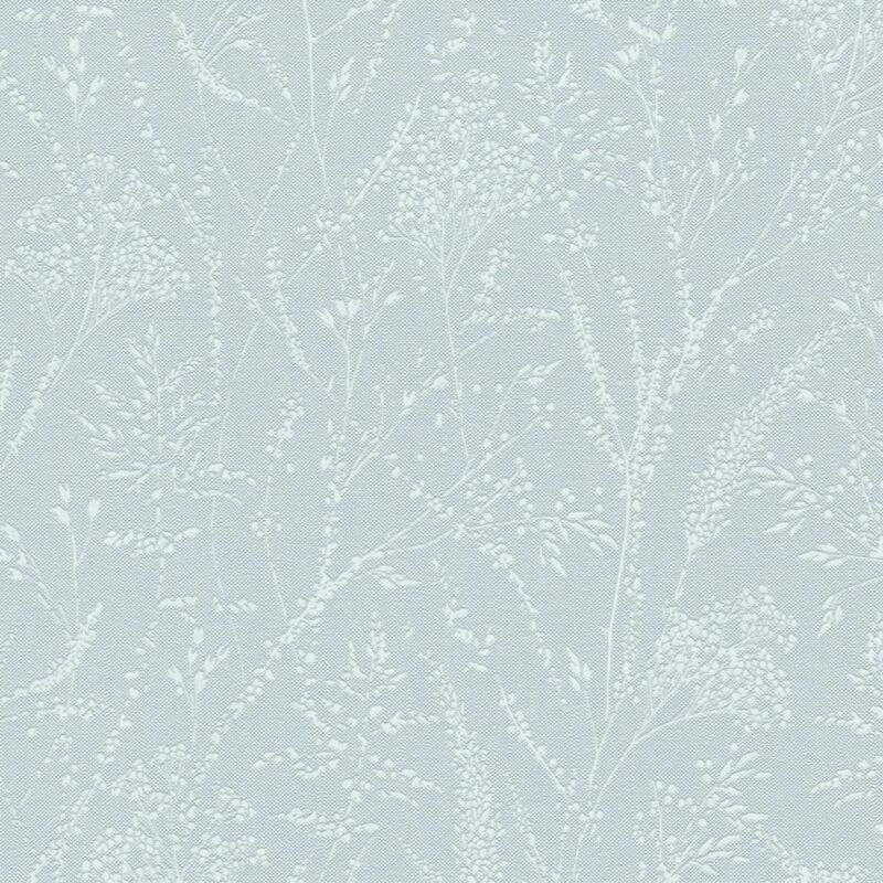 Profhome - Ton-in-ton Tapete 397664 Vliestapete Strukturiert Mit Floralen Ornamenten Schimmernd Blau Weiß 5, 33 M2