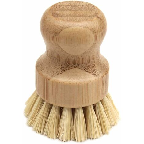 TONAUP Brosse à vaisselle en bambou Brosse à vaisselle ronde en bois Brosse à vaisselle en palmier pour nettoyer les casseroles, poêles, assiettes et couverts