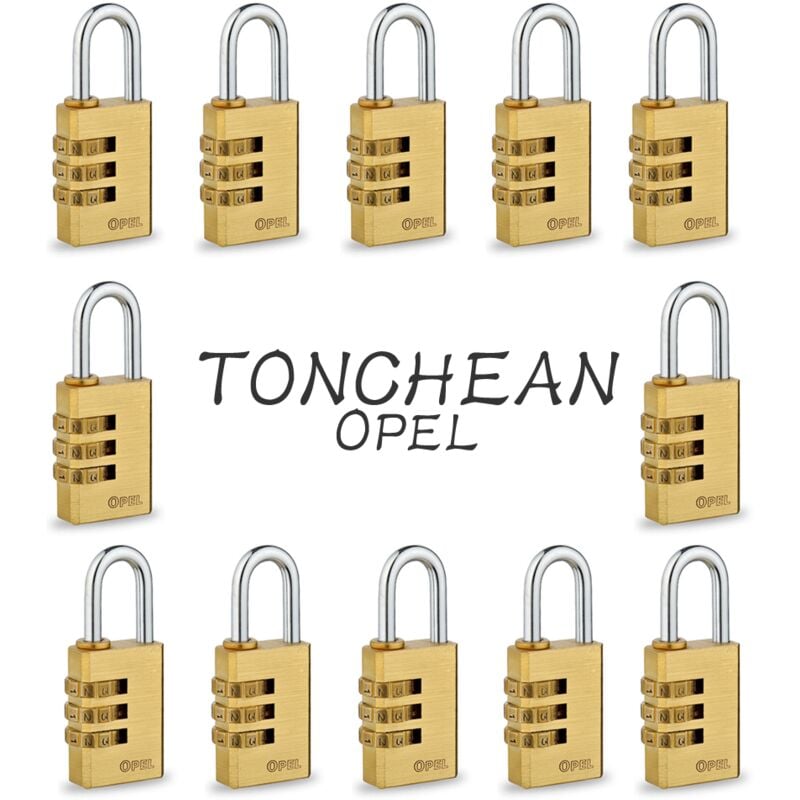 Tonchean - Cadenas Code 3 Chiffres (Lot de 12) - 5.1×2.1 cm - Cadenas Exterieur/Interieur de Sécurité Résistant et Imperméable Cadenas Casier de Gym