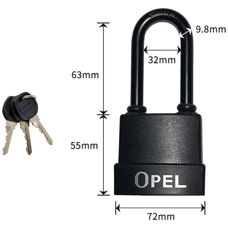 Tonchean - Cadenas Haute Sécurité [a Clé] [Boîtier en plastique pvc anti-poussière] [Extérieur - Anti-rouille] [Pack de 2] - Idéal pour les
