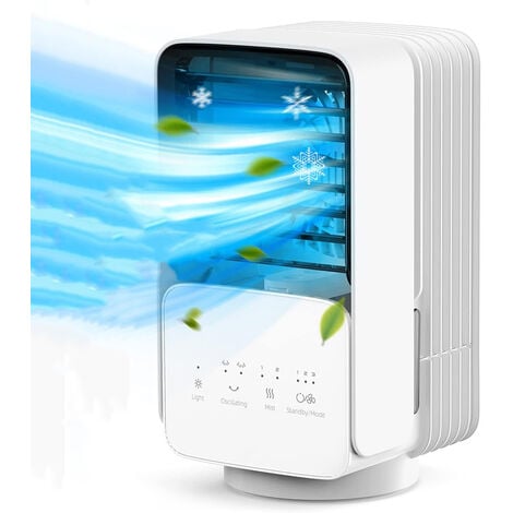 TONCHEAN Climatiseur mobile silencieux,Climatiseur Portable, 4 en 1 Refroidisseur d'air, 700ML Climatiseur Mobile Silencieux, 120°Oscilación, 3 Vitesses, Ventilateur, Purificateur d'air, Maison, Burea