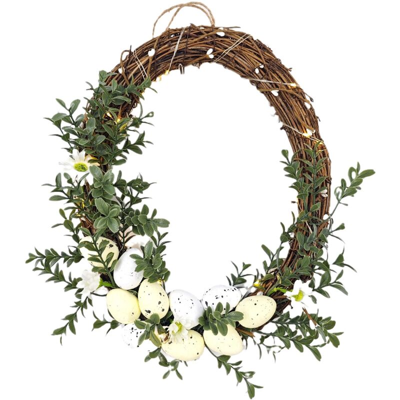 Tonchean - Couronne de Pâques Couronne d'oeufs simulés Couronne Décoration de porte suspendue - 3025cm