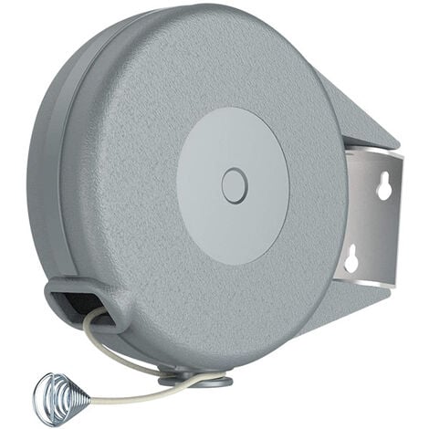 TONCHEAN Etendage extérieur,Corde à linge rétractable enroulable, corde à linge murale rétractable pour jardin extérieur et intérieur, étendoir à linge intérieur extérieur - fil de 12 mètres, gris