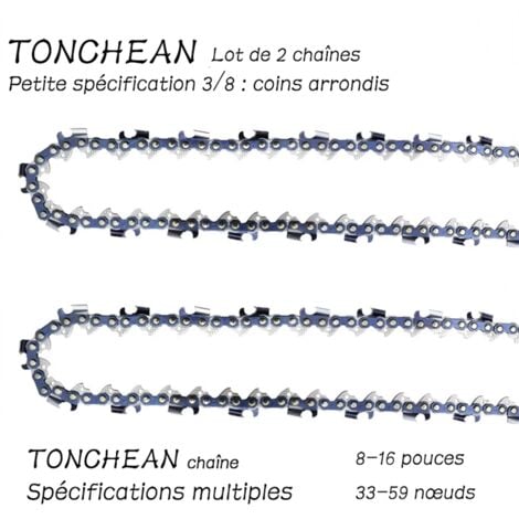 TONCHEAN 56 maillons pour tronçonneuse (15pouces)Lame à 28 sections——Coins arrondis