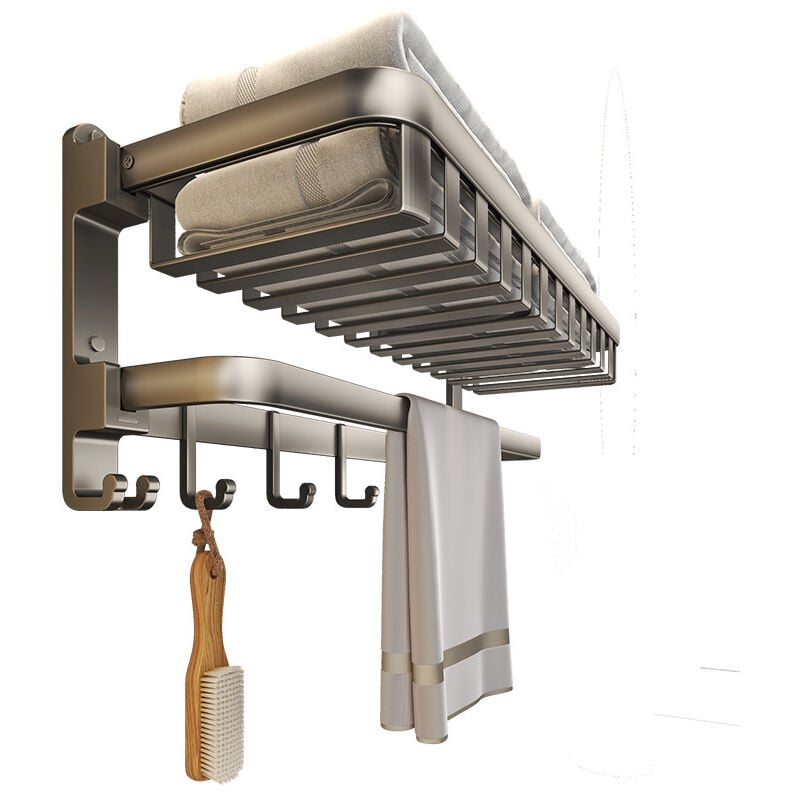 Tonchean - Porte-serviettes espace pliant aluminium salle de bain maille panier porte-serviettes accessoires de salle de bain accessoires de salle de